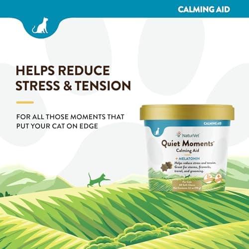 NaturVet –Quiet Moments Calming Aid for Cats Plus Melatonin – 60 Soft Chews – Helps Reduce Stress & Promote Relaxation – Great for Storms, Fireworks, Travel & Grooming - Thumbnail 3