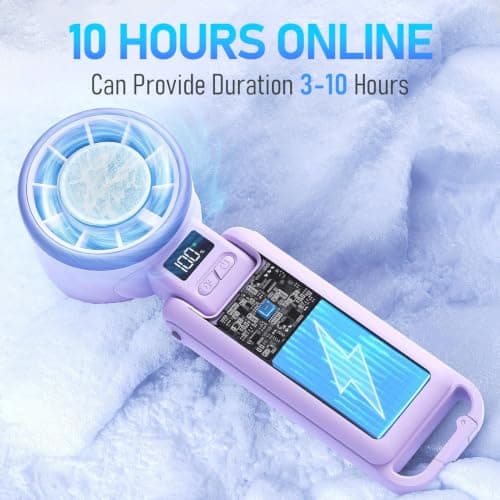 PlayHot Portable Handheld Turbo Fan with Ice Cooling, Rechargeable Personal Fan, Up tp 12Hrs Cooling, 5 Speed 25550RPM Powerful Portable Fan for Travel, Outdoor, Camping, Hiking (Purple) - Thumbnail 5