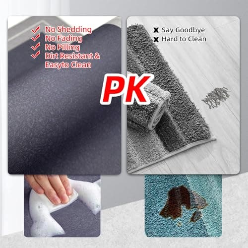 Mordem Large Bath Mat Rug, Rubber Non Slip Bath Mat Super Absorbent Quick Dry Bathroom Floor Mat Thin Bathroom Rugs Fit Under Door-Shower Rug for in Front of Bathtub Shower,Dark Gray, 23.6"x35.4" - Thumbnail 5