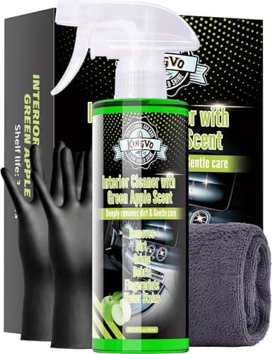 Car Interior Cleaner Spray, Multipurpose Leather Seat Cleaner Upholstery Car Cleaning Kit Auto Dashboard Vinyl Detailing Supplies Kit,Green Apple Scent