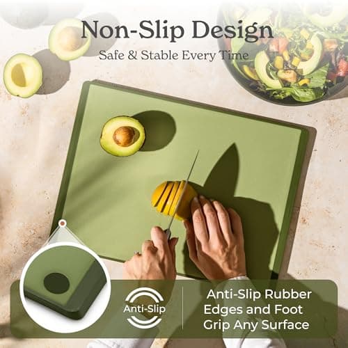 SMIRLY Plastic Cutting Board Set With Holder, Dishwasher Safe Plastic Cutting Boards Set for Kitchen, Cutting Boards for Kitchen - Plastic Chopping Board Set - Thumbnail 5