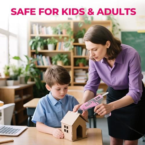 WORKPRO Hot Glue Gun Full Size - 60/100W Dual Temp Glue Gun and Sticks Set with 10 PCS Glue Sticks (7/16") - 90S Fast Preheating Hot Glue Gun for Construction, Crafting, DIY and Repairs - Pink Ribbon - Thumbnail 6