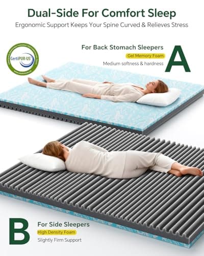 Qocismile Full Mattress Topper,Gel Memory Foam Mattress Topper 3 inch Full Size Bed Topper,High Density Mattress Pad,Bamboo Rayon Soft Cover Removable,Nonslip Double Zipper,Elastic Straps Fits 6"-21" - Thumbnail 4