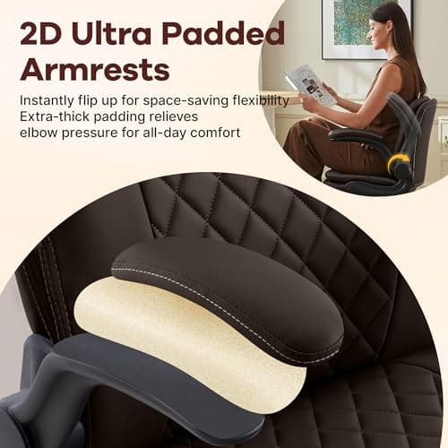 AreShark Cross Legged Office Chair,ADHD Criss Cross Desk Chair with Wheels & Stretchable Rotating Footrest,Height Adjustable Wide Yoga Kneeling Meditation Chair with Flip-up Armrests Back Support - Thumbnail 5