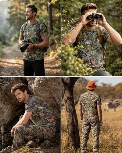 ARRIS Ghost Veil Camo Performance Short Sleeve Shirt for Men – Lightweight Stretch Tee with Elastic Thread Stitching, 4-Way Stretch, UV Protection & Cooling Breathable Outdoor Fabric - Thumbnail 5