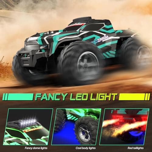 Resosese Remote Control Car for Boys, 1:16 Scale All Terrain RC Cars,High Speed 25Km/h Fast Car with Colorful Led Light and Spray RC Truck,Toy Car Gift for 6 7 8 9-14 Year Old Boys - Thumbnail 3