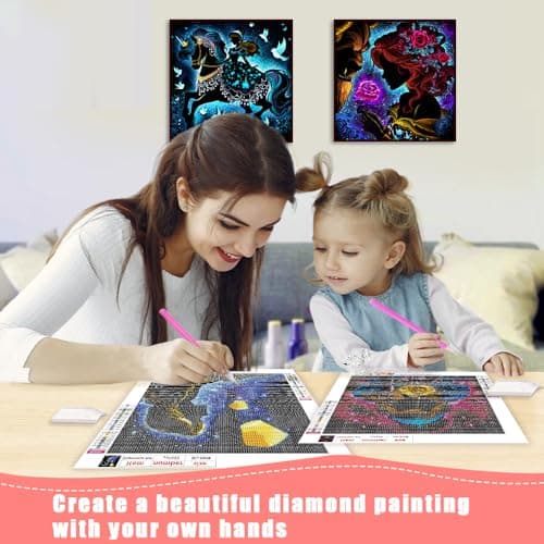 KEYRANKE 9 Pack Princess Diamond Painting Kits for Adults 5D DIY Diamond Art Kit Paint with Round Full Drill Diamonds for Beginners Gem Paintings Art for Home Wall Decor Gifts (12X12 Inch) - Thumbnail 2
