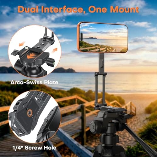 OMOTON TP06 [Equipped Lanyard] for MagSafe Tripod Hook with Magnet Back & Arca-Swiss Base, 360°Rotating with 1/4" Screw, Magnetic Phone Tripod for iPhone 17/16 Pro Max Air Fits Vlog, Travel, Gym - Thumbnail 2