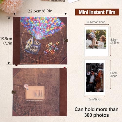 Our Adventure Book 146 Pages 8.9 * 7.7 Inch Scrapbook Photo Album,Retro Style Embossed Letter Cover Travel Diary Journal Scrap Book For Couples,Memory Book For Anniversary Wedding - Thumbnail 2