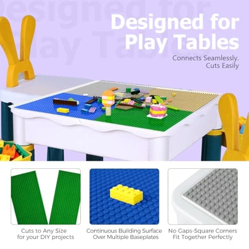 Etarnfly Classic Baseplates Building Plates-10" x 10" Building Boards,100% Compatible with All Major Brands and Activity Table, Creative Platforms Mats for Toy Bricks (Multicolored, 8 Pack) - Thumbnail 4
