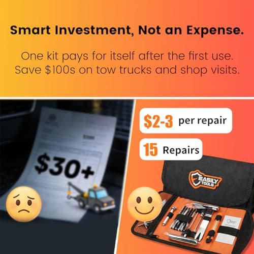Professional 25-Piece Tire Repair Kit - Complete Emergency Kit for Car, Motorcycle. All-in-One Portable Oxford bag with Essential Tools & Step-by-Step Manual. Ready to Use, No Extra Purchase Needed. - Thumbnail 4
