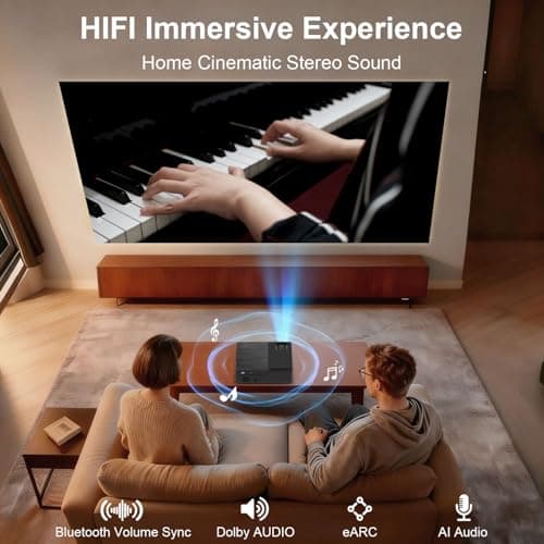 XENPONAD Projector with WiFi and Bluetooth, 4k Support Native 1080p Portable Projector for Home Theater Bedroom Ceiling Camping & Outdoor Use, Movie Projector with Speaker, 6D Keystone - Thumbnail 6