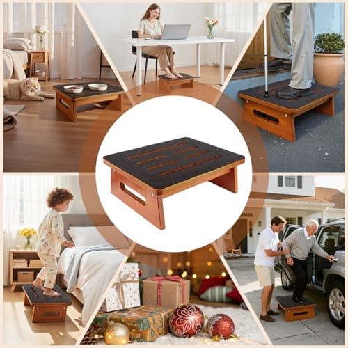 Landrip Step Stool for Adults Seniors with Non-Slip Rubber Stepping Surface, Heavy Duty Wooden Step Stool, Bed Steps for High Beds, Bathroom, Bedroom, Kitchen & Kids Bedside Support - Thumbnail 3
