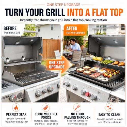 Hisencn Griddle for Gas Grill, Grill Flat Top Griddle, Stove Top Griddle for Gas Stove, 25” x 16” Grill Griddle for Weber, Blackstone, Charbroil and More, Heavy-Duty Grill Flat Top Griddle - Thumbnail 6