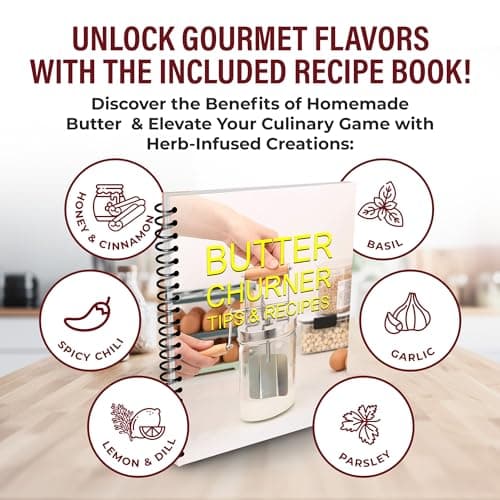 Dazey Butter Churner - Cheese Cloth, Shaping Paddles, Recipe Book INCLUDED- Hand Crank Manual Butter Maker- Create Delicious Homemade Butter With Your Own Hand Crank Dazey Churner - Thumbnail 5