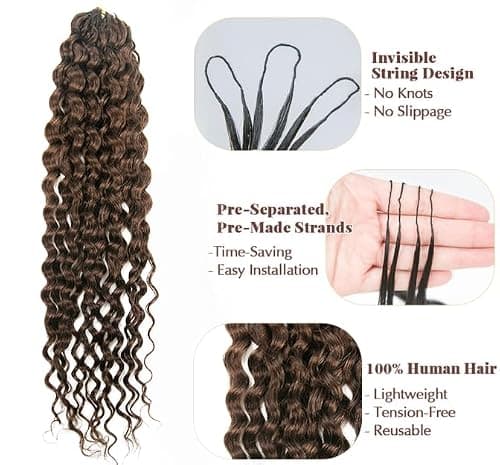 YWIGS Miracle Knots Hair Human Crochet Hair #4 Water Wave 20" 100 Strands - Thumbnail 3