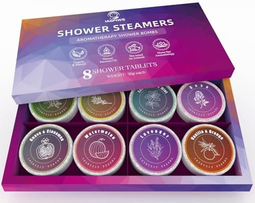 Shower Steamers Aromatherapy Gifts for Women & Men, Fathers Day Gift for Dad Husband from Wife Daughter, 8-Pack Shower Bombs Organic Essential Oils Relaxation & Self Care Gifts for Wife - Image 1