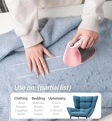 Bymore Fabric Shaver, Lint Shaver for Clothing Furniture Shaver, Sweater Defuzzer Pill Remover Shaver, Lint Remover for Clothing Fuzz-Pink - Thumbnail 5