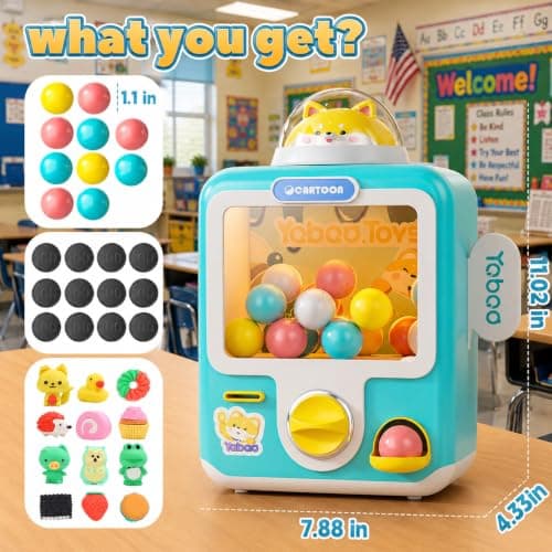 Skirfy Gumball Machine for Kids with 10 Empty Eggs Capsule Vending Machine Erasers Operated Gumball Prize Machine Maker Game Claws Machine Game Sensory Toys Dolls Gifts（Blue） - Thumbnail 2