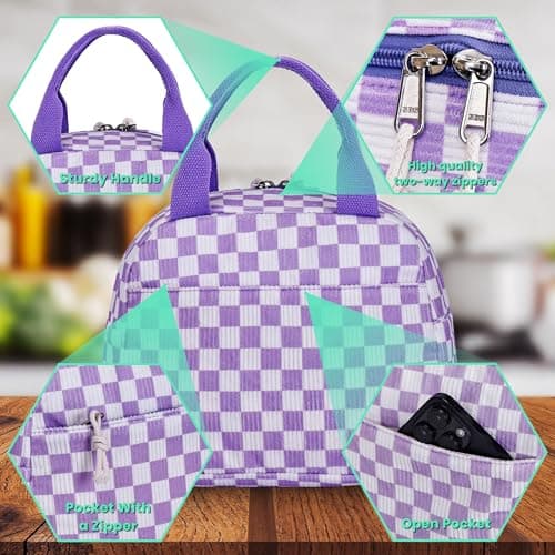 Lunch Bag for Women Grils Adult Cute Corduroy Lunch Tote Bags Reusable Insulated Lunch Box Large Capacity for Work Picnic or Travel - Thumbnail 4
