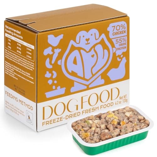 APL Freeze-Dried Dog Food, 0.7oz x 6 Pack | 77% Fresh Meat, 70% Chicken, 55% Crude Protein, Pumpkin & Superfood Recipe | Supports Dental Health, Skin & Coat | Ready-to-Serve