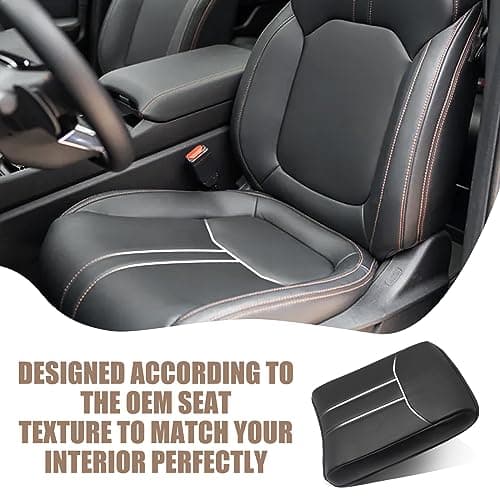 Muslogy Center Console Armrest Cover Fit for Honda Pilot 2023-2026, 2024-2026 Ridgeline/Passport Accessories, Comfort Armrest Pad Console Lid Cushion Vegan Leather Regular Thick(Black/White Trim) - Thumbnail 2