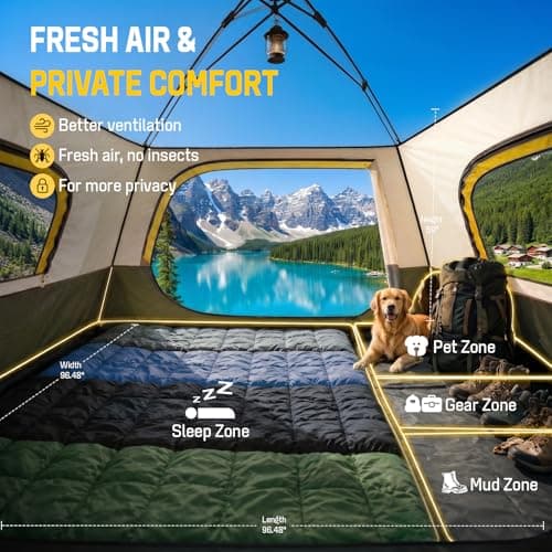 Tent 4 Person Tents for Camping - Instant Cabin Tent Setup in 50 Seconds with Rainfly & Windproof, Portable Pop Up Tents with Carry Bag for Family Outdoor Camping & Hiking - Thumbnail 2