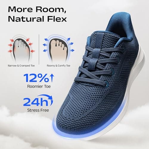 Bruno Marc Men's Hands Free Slip on Rommy Toe Walking Shoes Lightweight Breathable Comfortable Casual Sneakers,Size 12,Dark Blue,SBWA26002M - Thumbnail 5