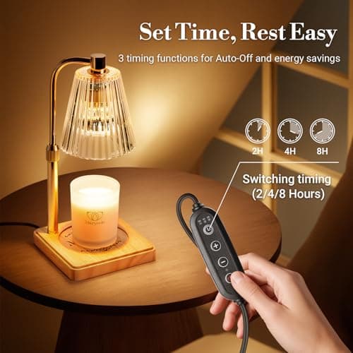 Marycele Candle Warmer Lamp with Timer, Wax Melt Warmer for Jar Candles, Christmas Birthday Gifts for Women Mom Sister Friend, House Warming Gifts for New Home Apartment Decor, Vintage Clear - Thumbnail 5