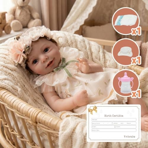 Vvioxiu Lifelike Reborn Baby Dolls, 20 inch Realistic Cute Soft Vinyl Realistic Newborn Baby Doll Poseable Real Life Baby Dolls with Accessories for 3+ Years Old Gifts - Thumbnail 6