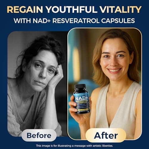 NAD+ Supplement for Women & Men – Resveratrol, Urolithin A & CoQ10 Complex, Supports Cellular Energy - NMN & NMNH Alternative - Healthy Aging & Skin Wellness, Third-Party Tested, 60 Capsules - Thumbnail 4