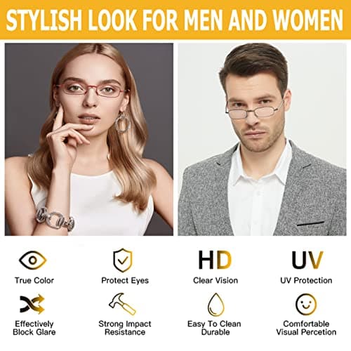 Yiwaeye Folding Reading Glasses Blue Light Blocking, Soft Nose Pad Spring Hinge Portable Thin Readers for Men Women 3 Pack Black/Gunmetal/Blue +1.25 - Thumbnail 6