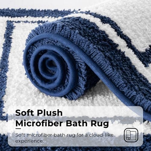 GRANNY SAYS Microfiber Bathroom Rugs Non Slip Washable, Water Absorbent Bathrooms Mats for Tub, Soft Bath Mats for Bathroom Floor & Shower, Bath Rug, 20" x 32", Navy Blue Bath Rugs - Thumbnail 3