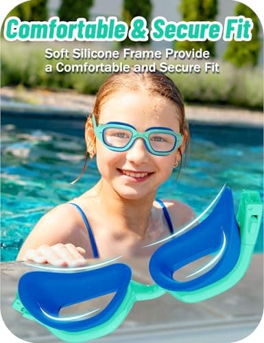 Vvinca Kids Swim Goggles, Swimming Goggles for Toddlers Kids 3-14 Outer-Eye Fit Anti-Fog UV Protection No Leak Soft Liquid Silicone Seal Anti Shattered Lens Pool Glasses for Boys Girls Teens Gift - Thumbnail 2