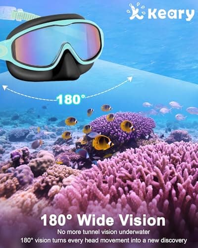 Keary 2 Pack Kids Swim Goggles with Nose Cover Swimming Goggles for Kids 4-7 6-14 8-12 Age 3-6 5-8 Toddler Boys Girl Youth Child Anti-UV Anti-Fog Pool Water Leakproof - Thumbnail 4