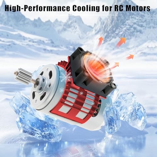 Alloy Heat Sink with 5V Cooling Fan for Traxxas Trx4 Slash ARRMA SCX10 and 1/10 RC Car - Compatible with 540, 550, 3650 Size Brushless Motor (Red) - Thumbnail 3