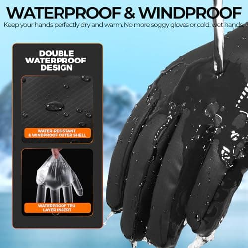 rivmount Winter Gloves 3M Warm Cold Weather Ski Snow for Men Women, Thermal Waterproof Touchscreen Windproof, Suitable for Running, Driving, Cycling, Hiking, Outdoor Sports, Daily Work - Thumbnail 3