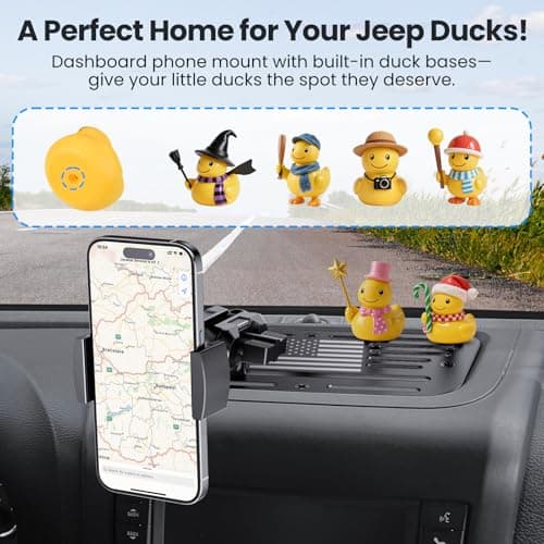 DIAMOOKY Upgraded Metal Phone Mount Compatible with Jeep Wrangler JK JKU 2018 2017 2016 2015 2014 2013 2012 2011 Accessories, Dash Phone Holder with Duck Mounts System Kit - Thumbnail 4