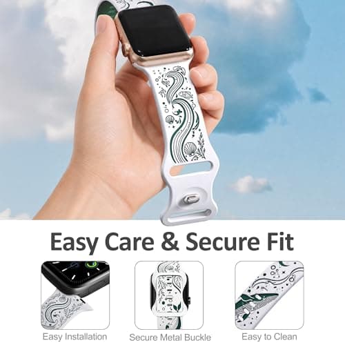 HATILP Whale Engraved Band Compatible with Apple Watch 38/40/41/42mm, Two-Layer Sculpted Ocean Design Soft Silicone Strap for Women, Series 11 10 SE Ultra 9 8 7 6 5 4 3 2 1 - Thumbnail 3