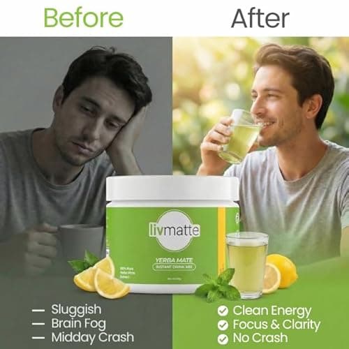 Liv Matte Yerba Mate Instant Tea Powder Sugar Free Natural Caffeine, Peach Mango, 30 Servings - Thumbnail 6