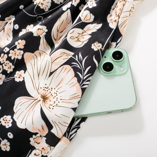 GRACE KARIN Womens Summer Floral Maxi Dresses 2026 Long Flowy Boho Dress Beach Vacation Sundresses Casual Clothes with Pocket Black Beige Floral S - Thumbnail 5