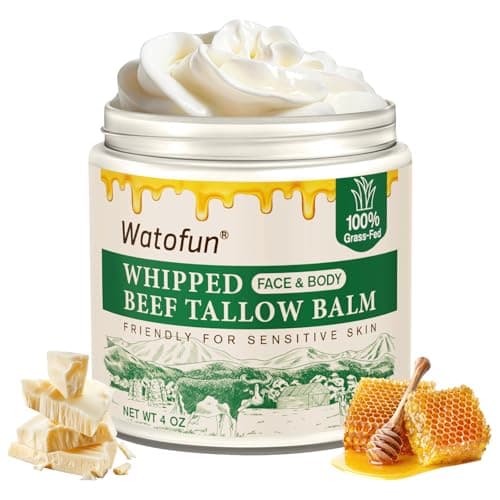 Whipped Beef Tallow Balm for Skin - 100% Organic Grass-Fed Tallow & Honey Body Butter, Infused with Olive Oil to Nourish, Soothe & Repair Dry, Cracked, Sensitive Skin- Natural Deep Moisturizer 4 OZ - Image 1
