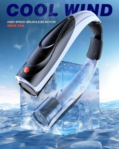 Tenvolti Portable Neck Fan - 6000mAh Rechargeable Personal Fan with 6 Speeds, 360° Cooling Surround Airflow, 20H Long Battery Life Hands-Free Wearable Fan for Outdoor Travel, Office, and Sports - Thumbnail 2