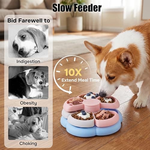 ZOMISIA Slow Feeder Dog Bowl 3 Levels - Non-Slip Puzzle Enrichment Toy for Small Medium Breeds, Reduces Boredom and Anxiety, Colorful, BPA-Free - Thumbnail 2