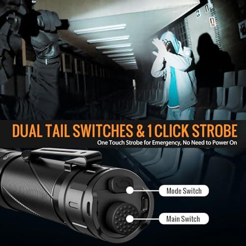 Sofirn SK30 Tactical Flashlight Rechargeable, 3000 High Lumens Pocket Flashlight with Holster, Dual Tail Switches 6 Modes IPX8 Waterproof LED Flashlight for Emergency, Work, Outdoor & EDC - Thumbnail 3