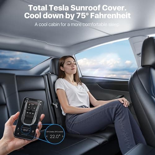 Nmoiss Tesla Model Y Juniper 2025-2026 Sunshade Roof [Never Sag, UPF50+ 99% UV Block] Ice Crystal Cooling Sun Shade with Reinforced Fixing Clips, Reduce Heat & Save EV Battery, Easy Install Sunroof - Thumbnail 4