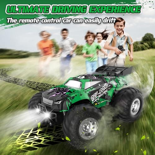 Barlisam Remote Control Car, All-Terrain Remote Control Truck for Boys 8-12, Headlight, Dual Motors, 1:20, 10KM/H, 2.4GHZ, Speed-Friendly, Sturdy, Rechargeable RC Cars for Beginner, Kids 6+(Green) - Thumbnail 2
