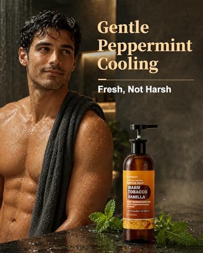 FLOWHYET Men’s Natural Tobacco Vanilla Castile Soap Liquid Body Wash - Thumbnail 5