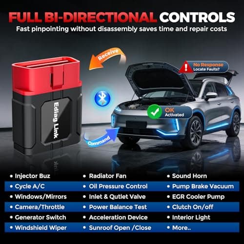 KINGBOLEN Ediag Link OBD2 Scanner Bluetooth,All System Bidirectional Scan Tool for iOS & Android,10+ Hot Reset Functions, Code Reader for Cars and Trucks,CANFD Protocol,FCA AutoAuth,1 Year Free Update - Thumbnail 3