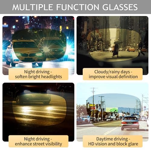 SUNGAIT HD Night Vision Polarized Sunglasses Anti Glare for Night Driving(Gunmetal Frame/Day&Night) 8177QKRY - Thumbnail 3